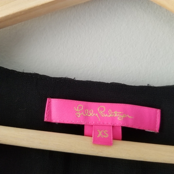 Lilly Pulitzer Olenna Silk Metallic Black Top XS - Picture 9 of 12